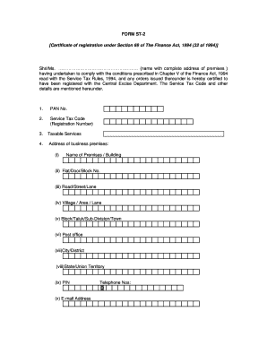 Indian Service Tax Registration Certificate