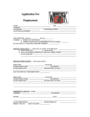 Employment Application Form