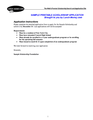 Sample Scholarship Application