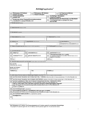 Antrag auf Ausstellung eines deutschen Reisepasses