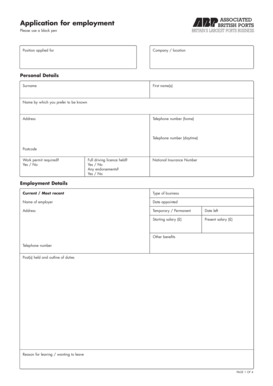 Associated British Ports Employment Application