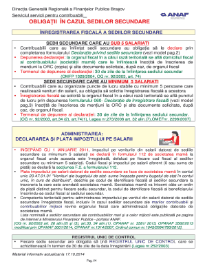 Romania Secondary Office Declaration Form