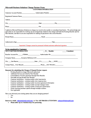 Microsoft Business Solutions Change Partner Form