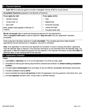 Security Guard and Private Investigator Licence Application