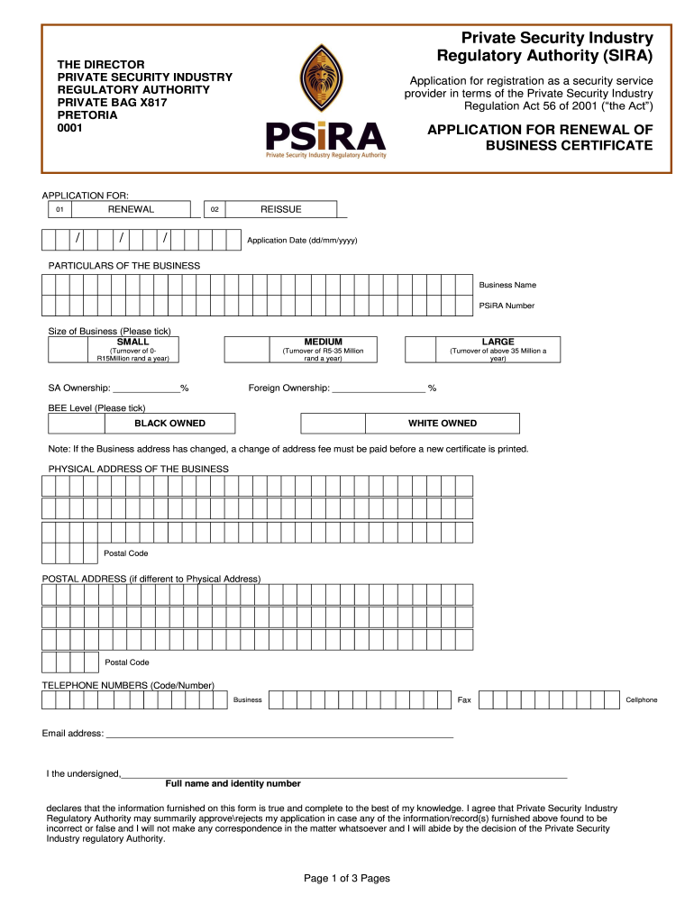Psira Renewal Fill Online Printable Fillable Blank PdfFiller Psira Renewal Fill Online Printable Fillable Blank PdfFiller