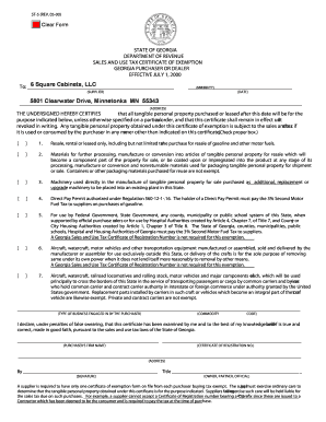 Georgia Sales and Use Tax Certificate of Exemption
