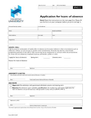 Application for Leave of Absence