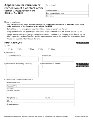 Application for Variation or Revocation of a Contact Order