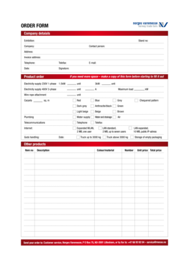 Exhibition Order Form