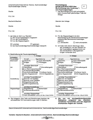Bescheinigung über die Errichtung oder Änderung von Feuerungsanlagen