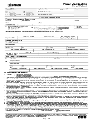 Toronto Temporary Street Occupation Permit Application