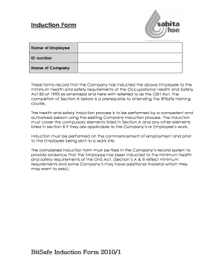 BitSafe Induction Form