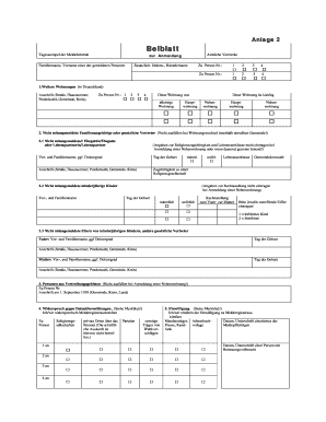 Anmeldung Beiblatt