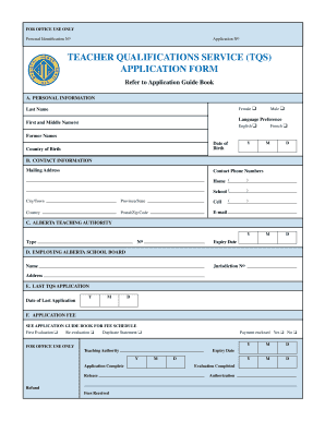 Teacher Qualifications Service Application Form