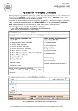Application for Degree Certificate