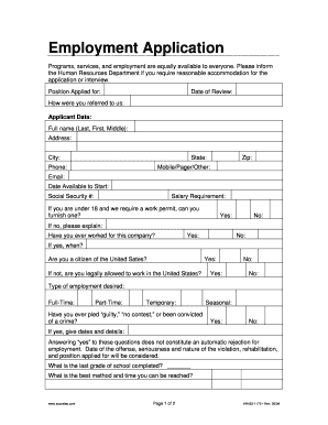 Employment Application Form