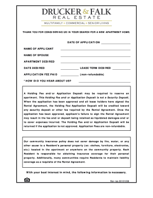 Apartment Rental Application Form