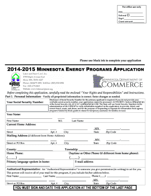 2014-2015 Minnesota Energy Programs Application