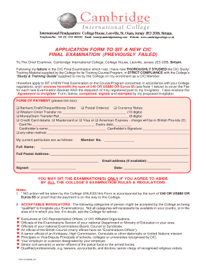 Cambridge International College Exam Resit Application