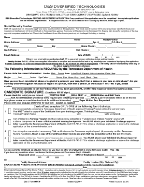 Tennessee CNA Testing and Registry Application