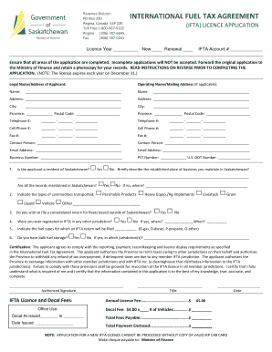 International Fuel Tax Agreement Licence Application