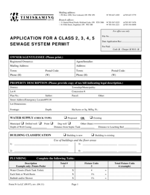 Ontario Sewage System Permit Application