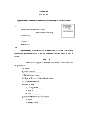 Form 6A Application for Overseas Elector