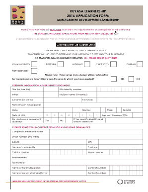 Kuyasa Learnership 2016 Application Form