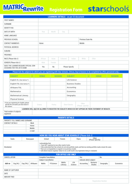 Star Schools Registration Form