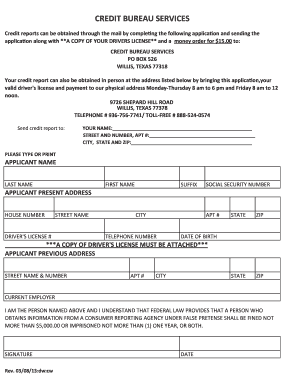 Credit Bureau Services Application