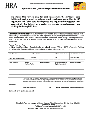mySourceCard Debit Card Substantiation Form