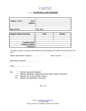 Supplier Audit Report Template