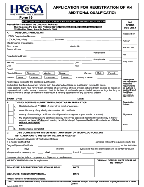 Application for Registration of Additional Qualification