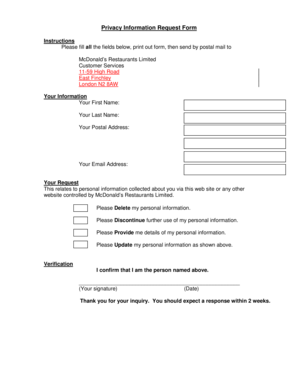 Privacy Information Request Form