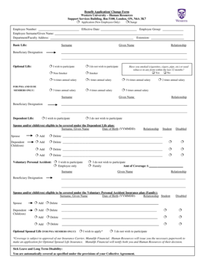 Western University Employee Benefits Application Form