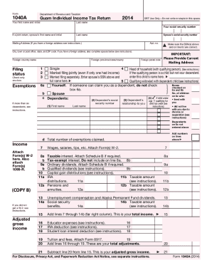 Guam Individual Income Tax Return 1040A
