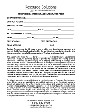 Fundraising Agreement and Participation Form