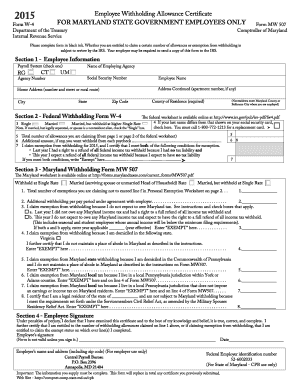 Maryland Employee Withholding Allowance Certificate