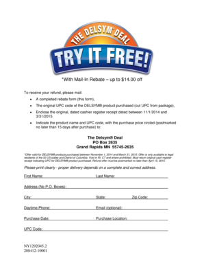 Delsym Mail-In Rebate Form