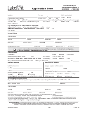 Lakeland College Application Form