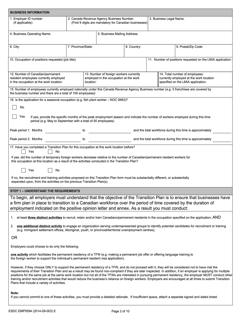 PDF, esdc-emp5594(2014-09-003) - Service Canada - servicecanada gc Preview on Page 1
