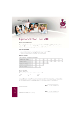NIMAS Option Selection Form 2011