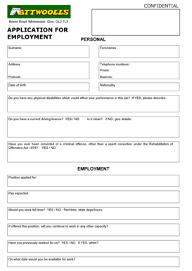 UK Employment Application Form
