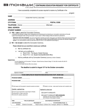 Continuing Education Certificate Request Form