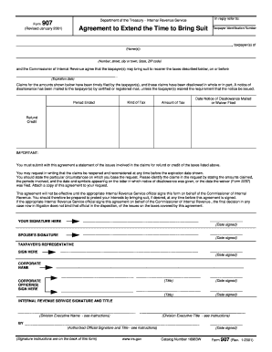 IRS Form 907 Agreement to Extend Time to Bring Suit