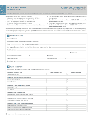 Coronation Fund Withdrawal Form