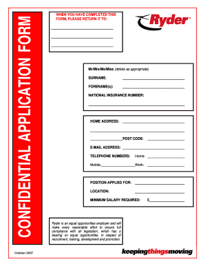 UK Job Application Form