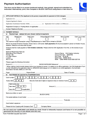 Payment Authorisation Form