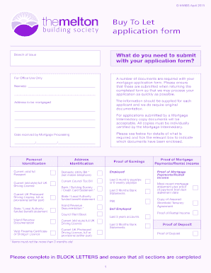 Buy To Let Mortgage Application Form