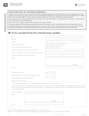 TD SIPP Transfer Form